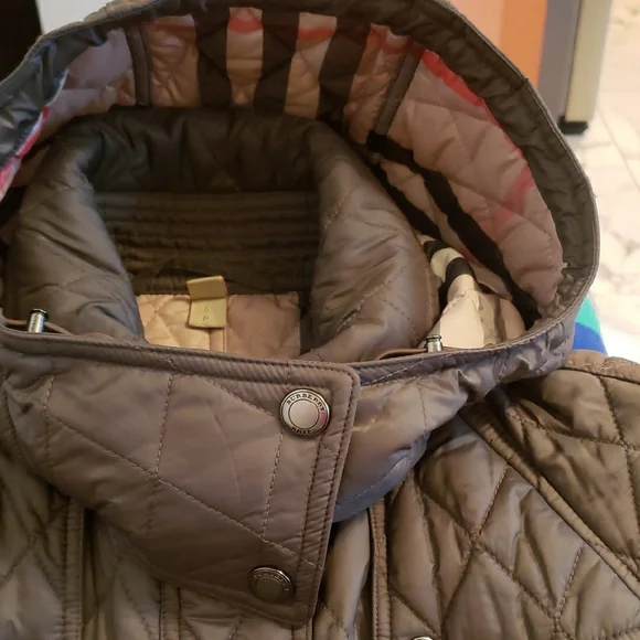 Burberry Quilted Long Puffer Coat in Taupe Gray - Picture 16 of 16